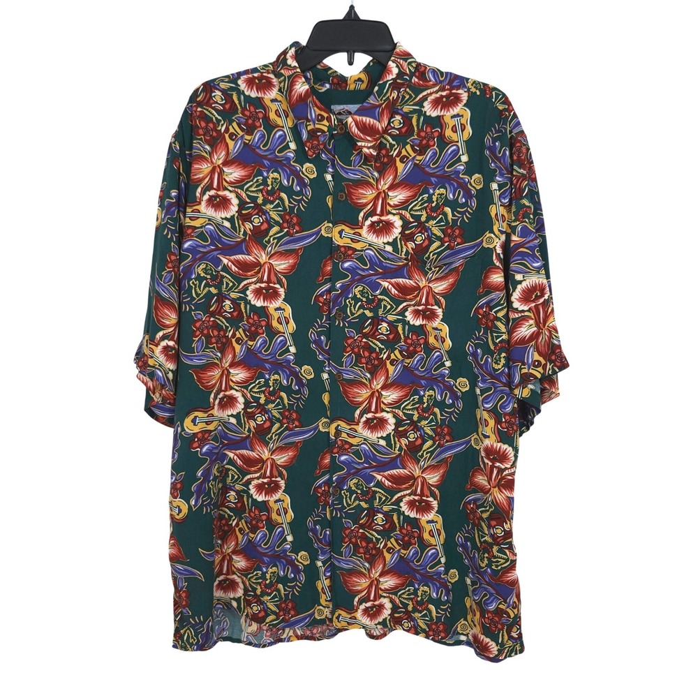 Vintage 90s Reyn Spooner Hawaiian Traditions Shirt Mens XL Spun Rayon Floral